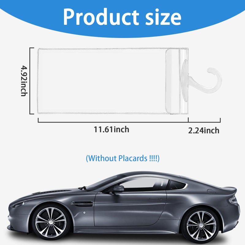 Dickno Handicap Placard Holder, 11.6"" x 5"" Ultra Transparent Disabled Parking Permit Placard Protector with Plastic Large Hanger, Automotive Disabled Placard Protective Cover - Image 2